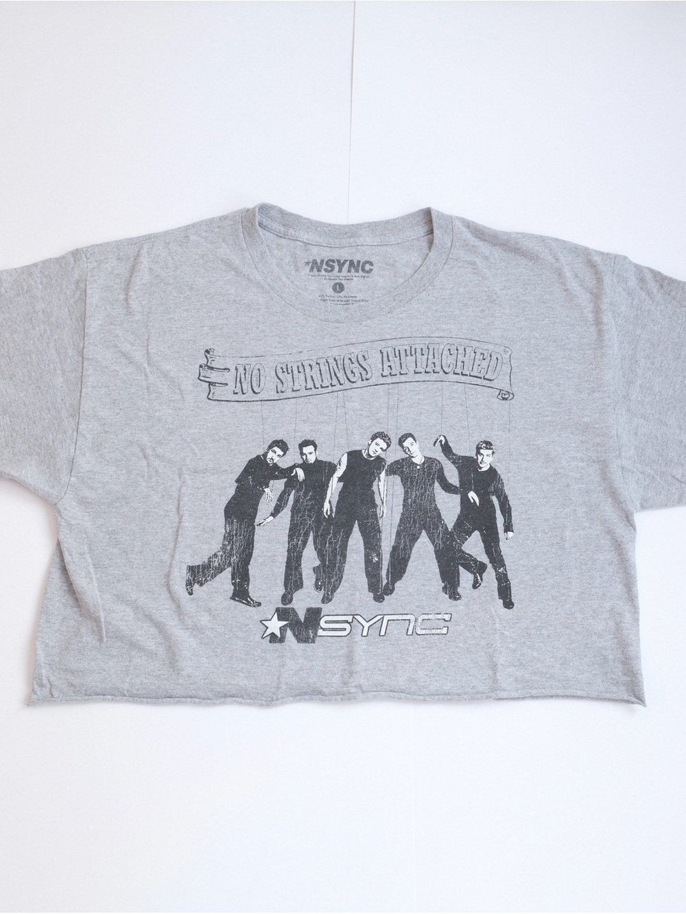 NSYNC Grey No Strings Attached Crop Top - Size Large